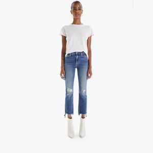 THE MOTHER Insider Crop Step Chew light wash denim jean!